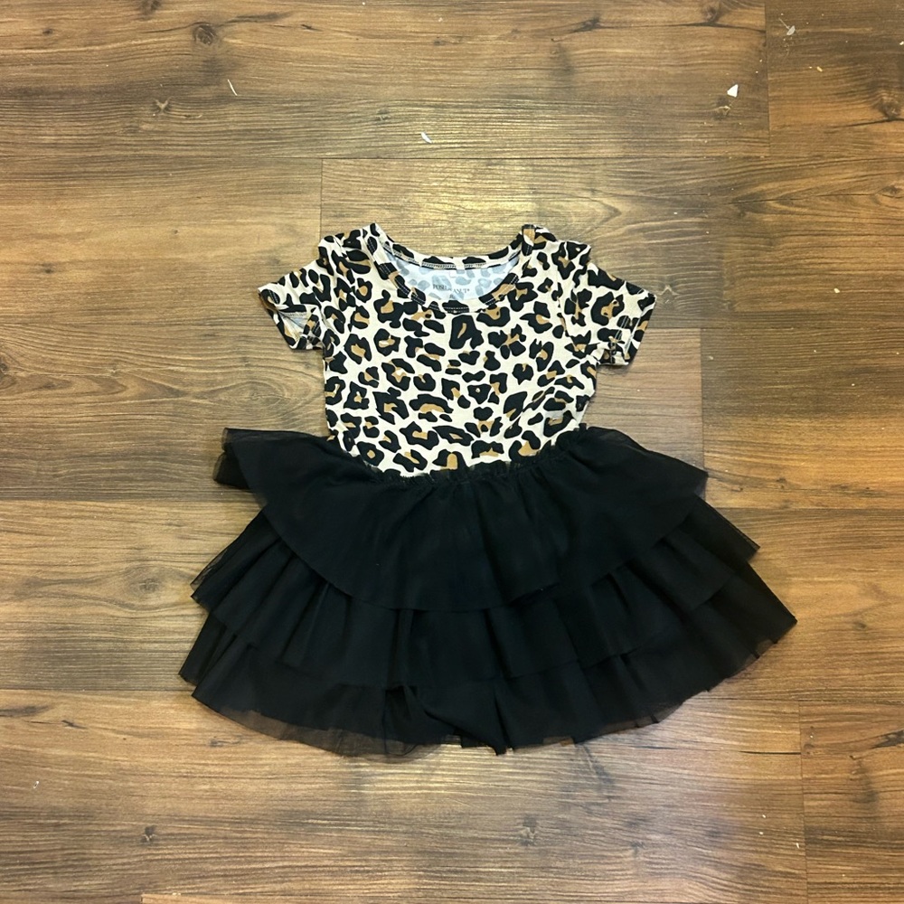 Posh Peanut Lana Leopard Dress with Black Tulle